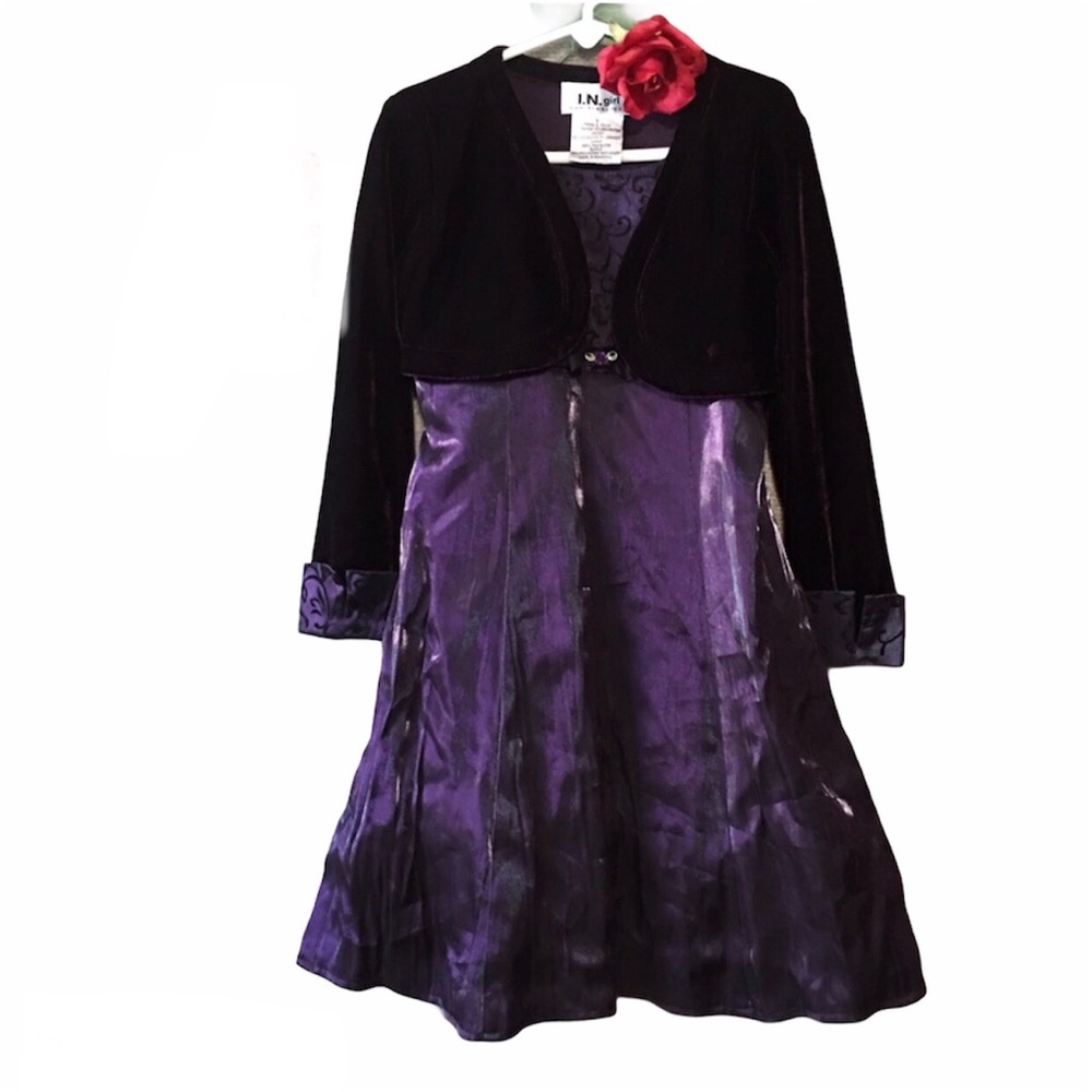 I.N.SAN FRANCISCO PURPLE VELVET DRESS BOLERO SZ 5